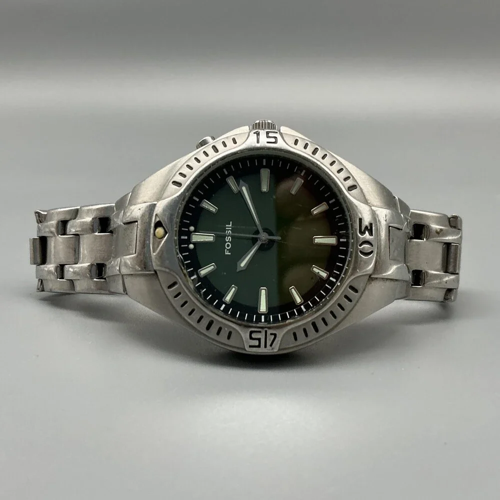 Fossil Kaleido AM-3538 Mens Watch 39mm Color Change Stainless New Battery 7.5