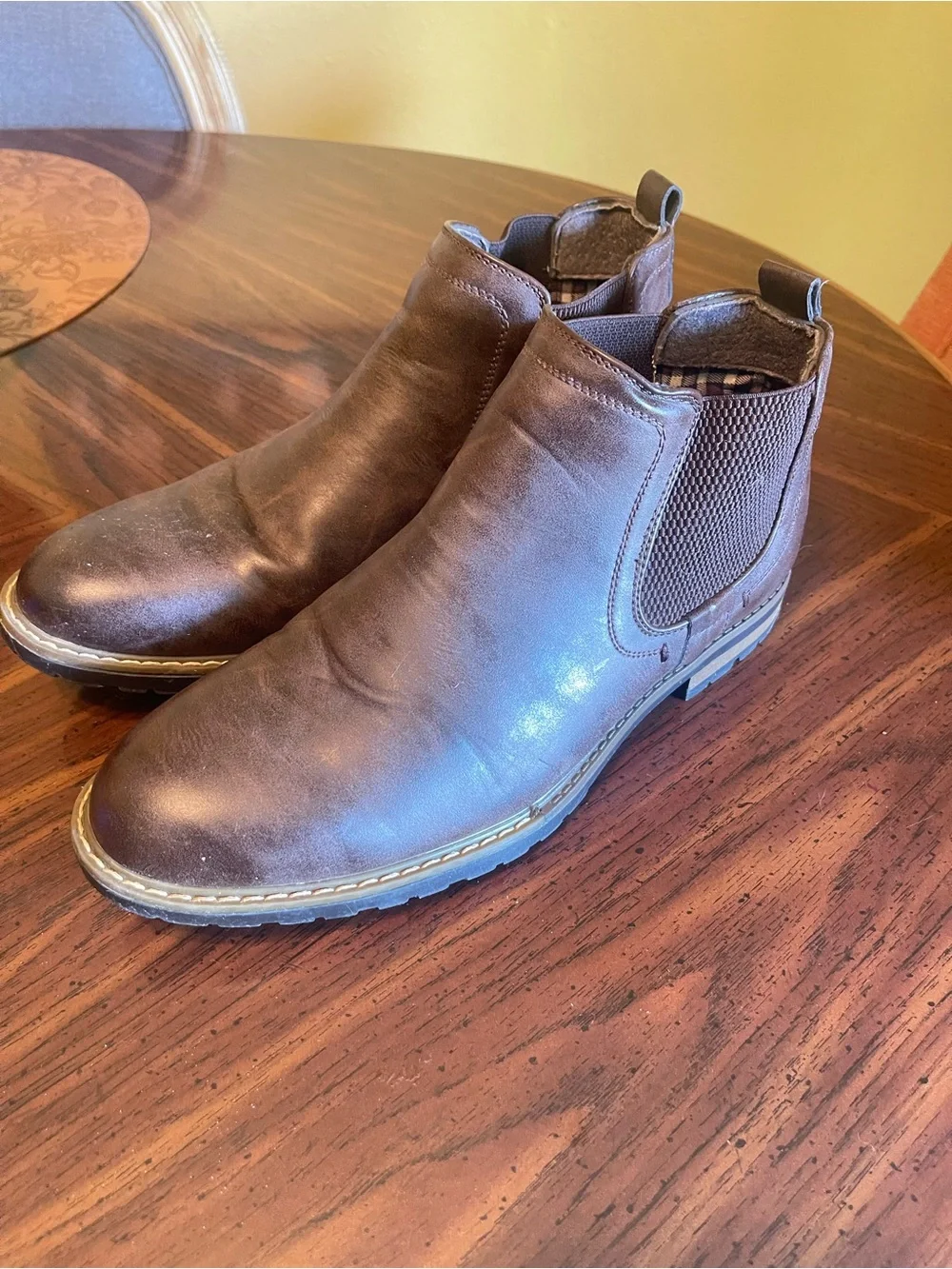 Men's Brown Chelsea Work Boots with Elastic Side Panels
