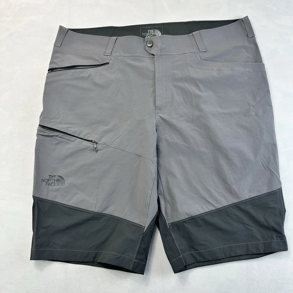 The North Face Cargo Hiking Shorts Men's 38 Gray Zip Pocket Outdoor Stretch