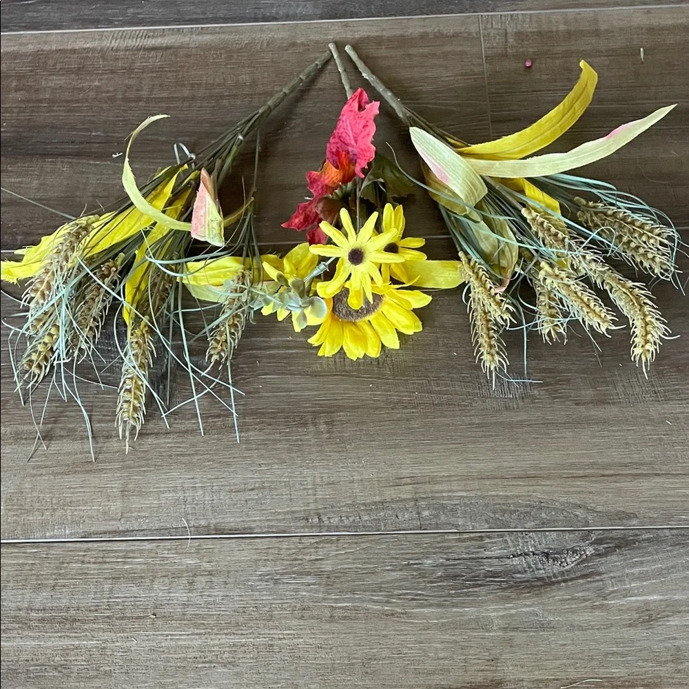 3 Fall Yellow and Red Floral Stems