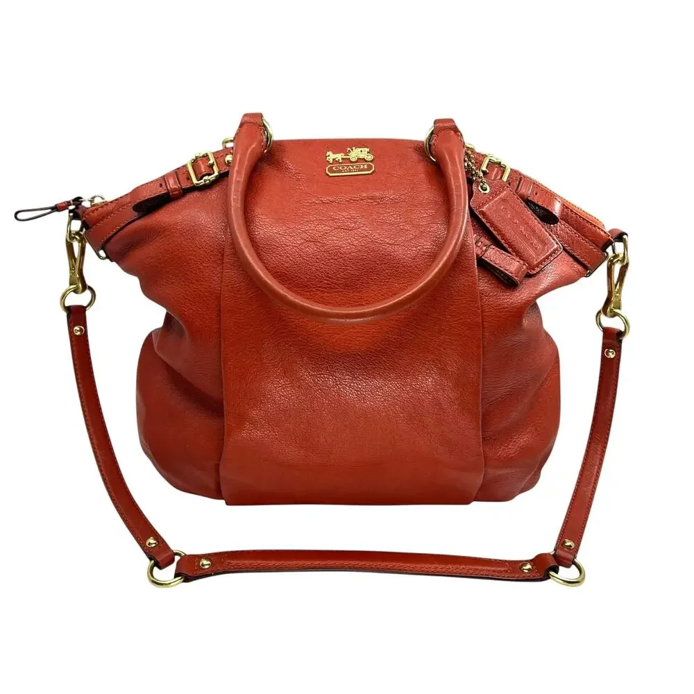 Coach Leather Satchel Orange Crossbody Shoulder Bag Purse F1298-18841