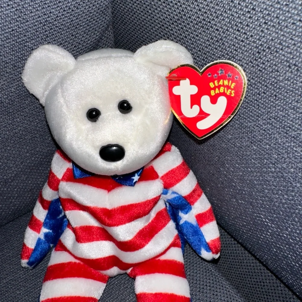 Ty Beanie Baby Liberty Bear Red, White & Blue 4531 NWT Vintage P.E. Pellets