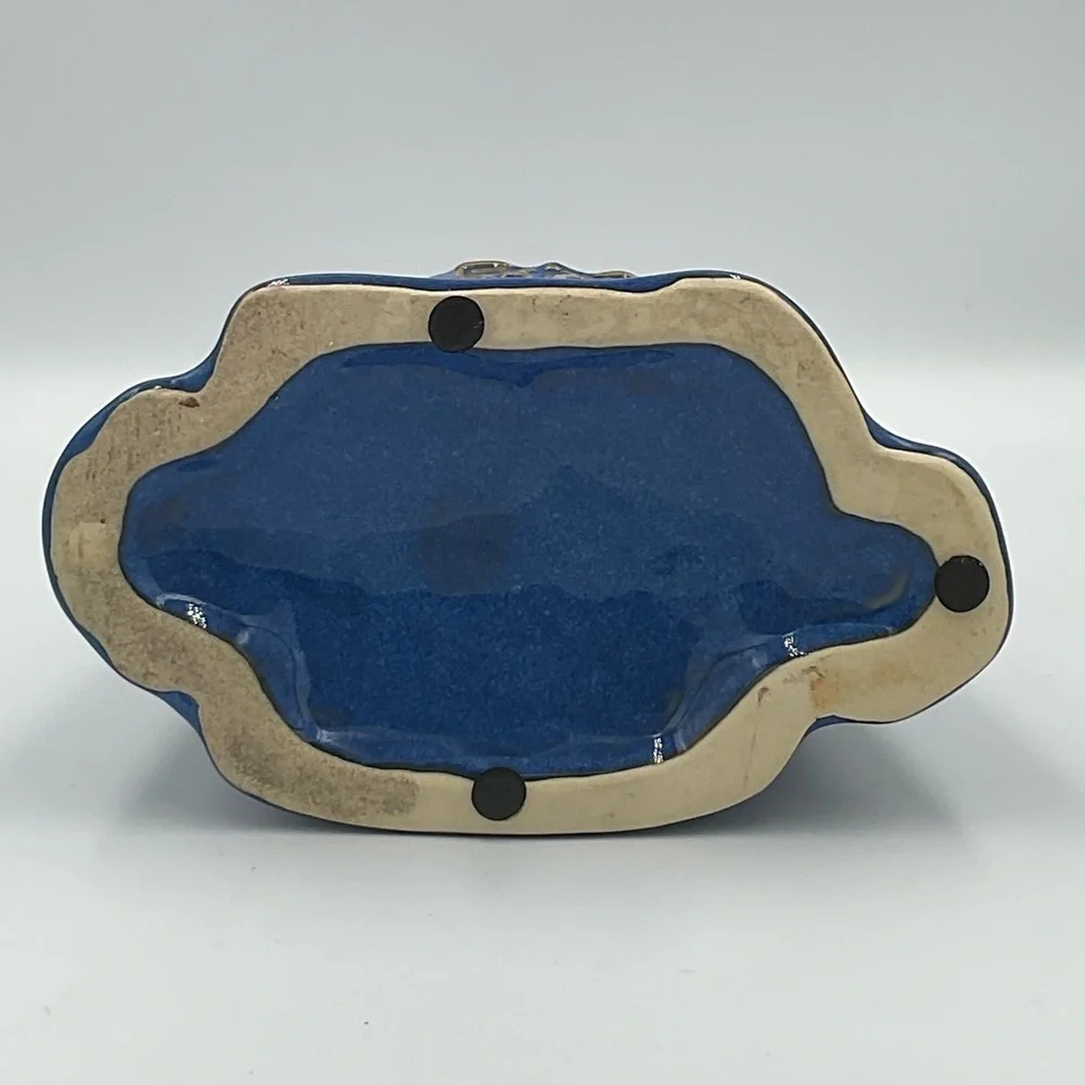 Vintage Blue Glazed Vase- Asian Themed Robe Kimono