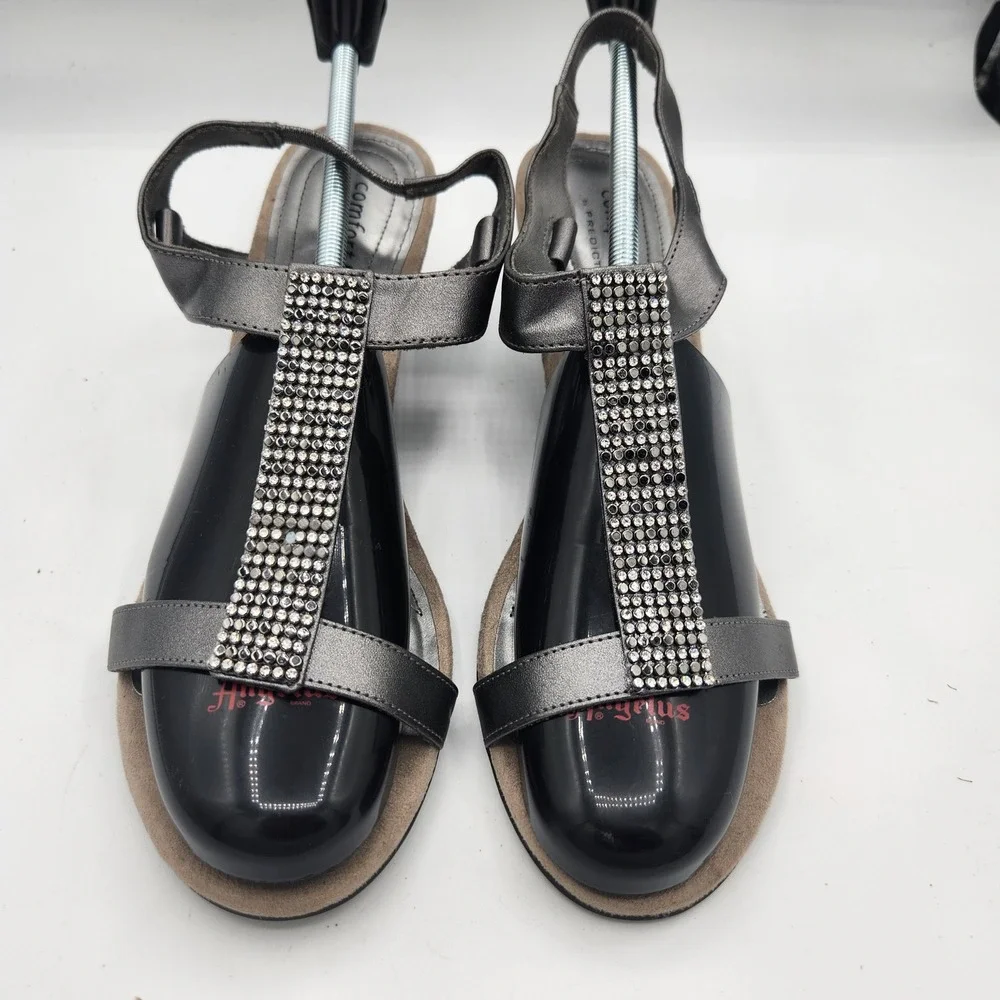 Comfort Plus Predictions Women's‎ Gray Rhinestone Wedge Sandals Size 10W