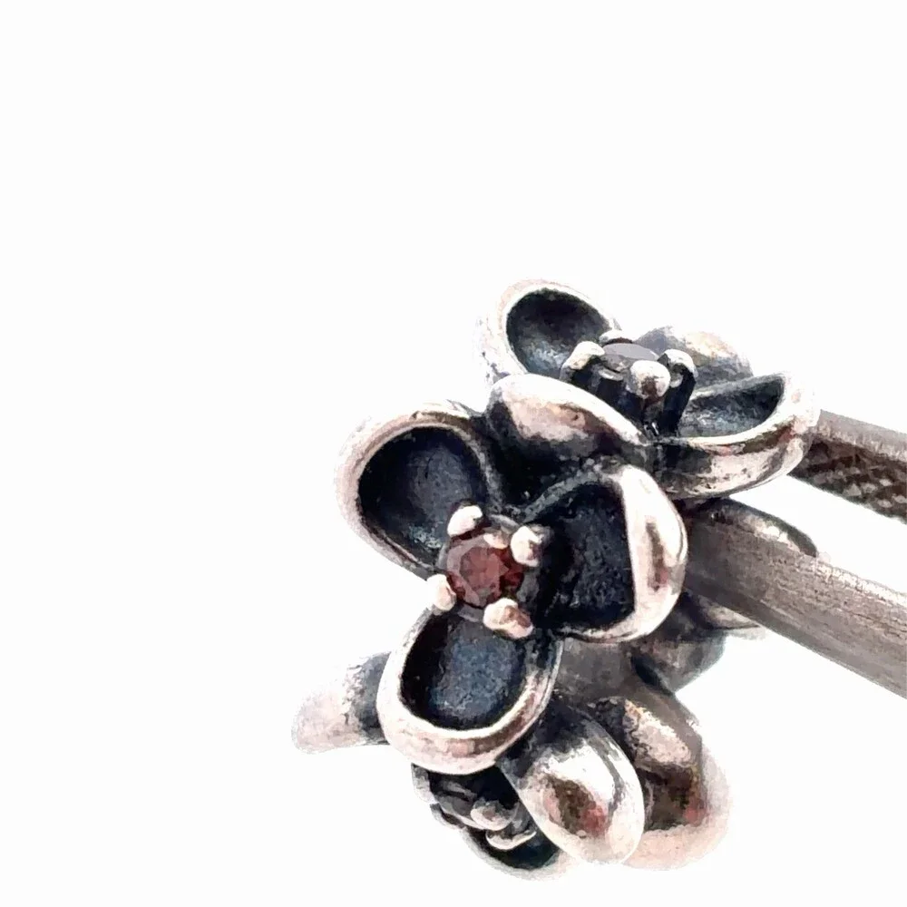 Authentic PANDORA 925 Sterling Silver Pink Cubic Zirconia Slide Bracelet Charm