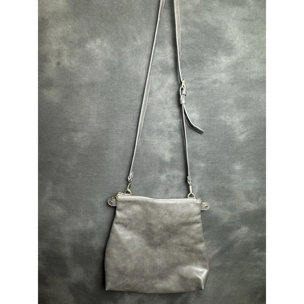 Antik Kraft Gray Vegan Leather Crossbody Bag Medium Satchel Faux‎ Leather Purse