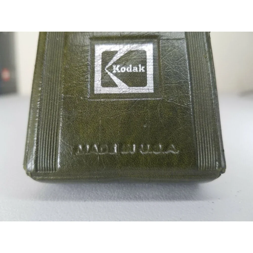 Vintage Kodak Pocket Instamatic 20 Camera w/ Green Leather Kodak Carrying Case