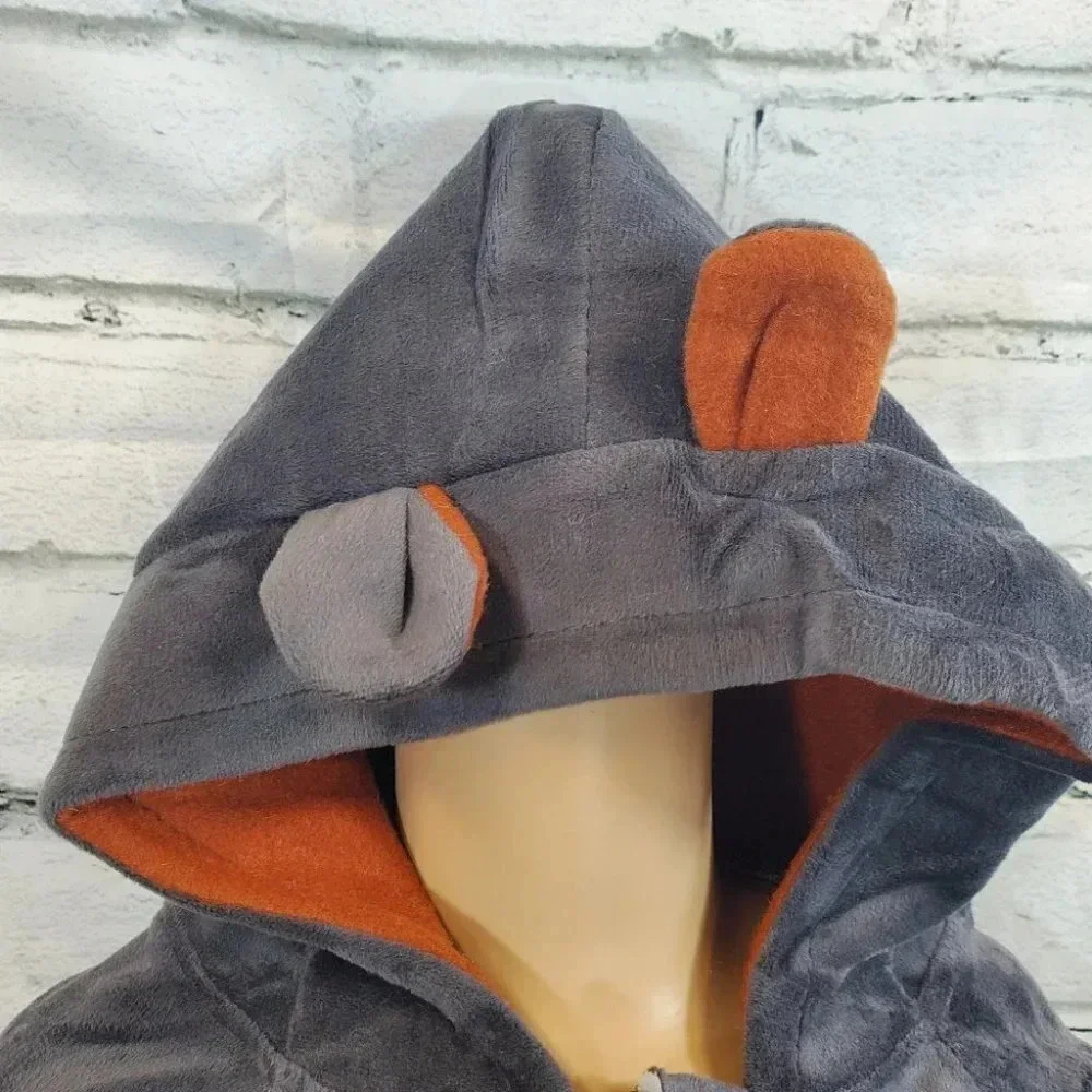5T Toddler Grey Teddy Bear 2 piece Hoodie and Pants Velvet Outfit Set