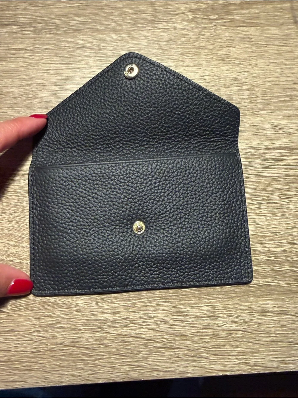 Black Pebbled Leather Envelope Card Wallet