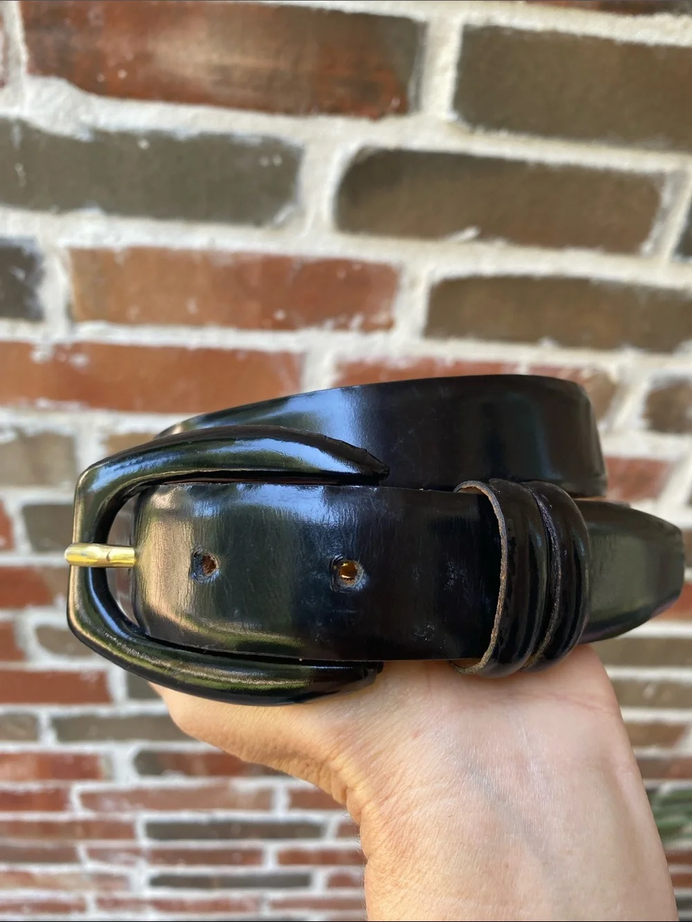 Stanley Korshak Black Leather Belt