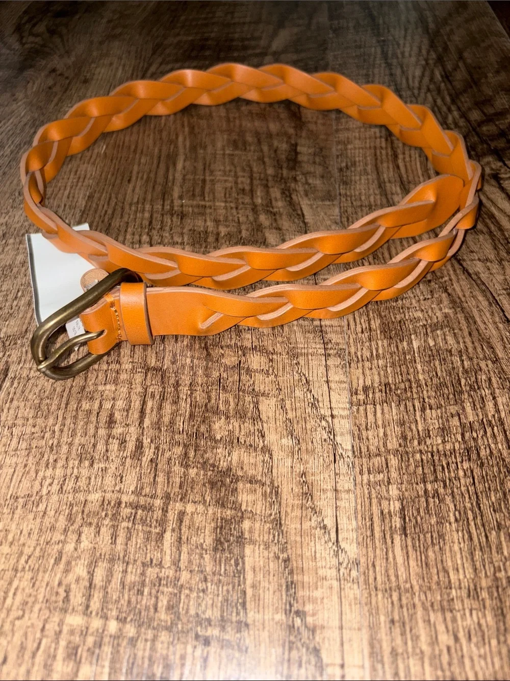 GAP Braided Leather Adjustable Belt in Tan Brown with Brass Buckle 36.5”