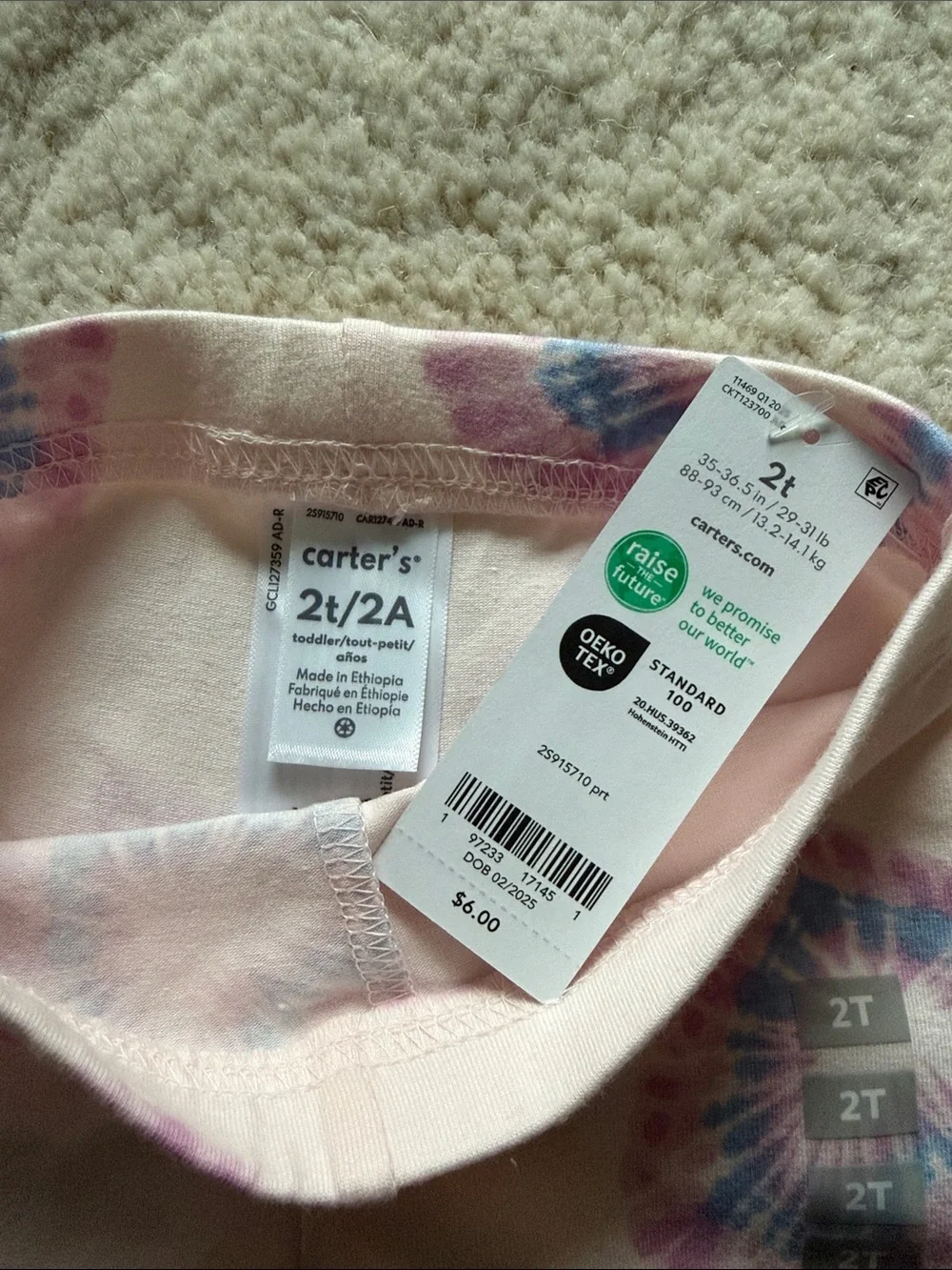 Carters With Tags Pink Tie-Dye Heart Toddler Bike Shorts 2T