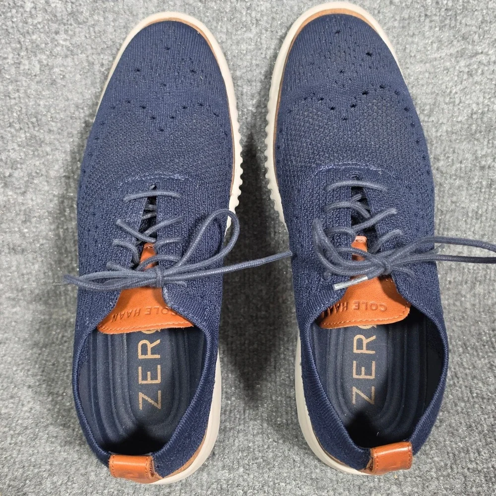 Cole Haan Zerogrand Stitchlite Oxford Navy Blue Wingtip Shoes C27569 Mens 9.5 M