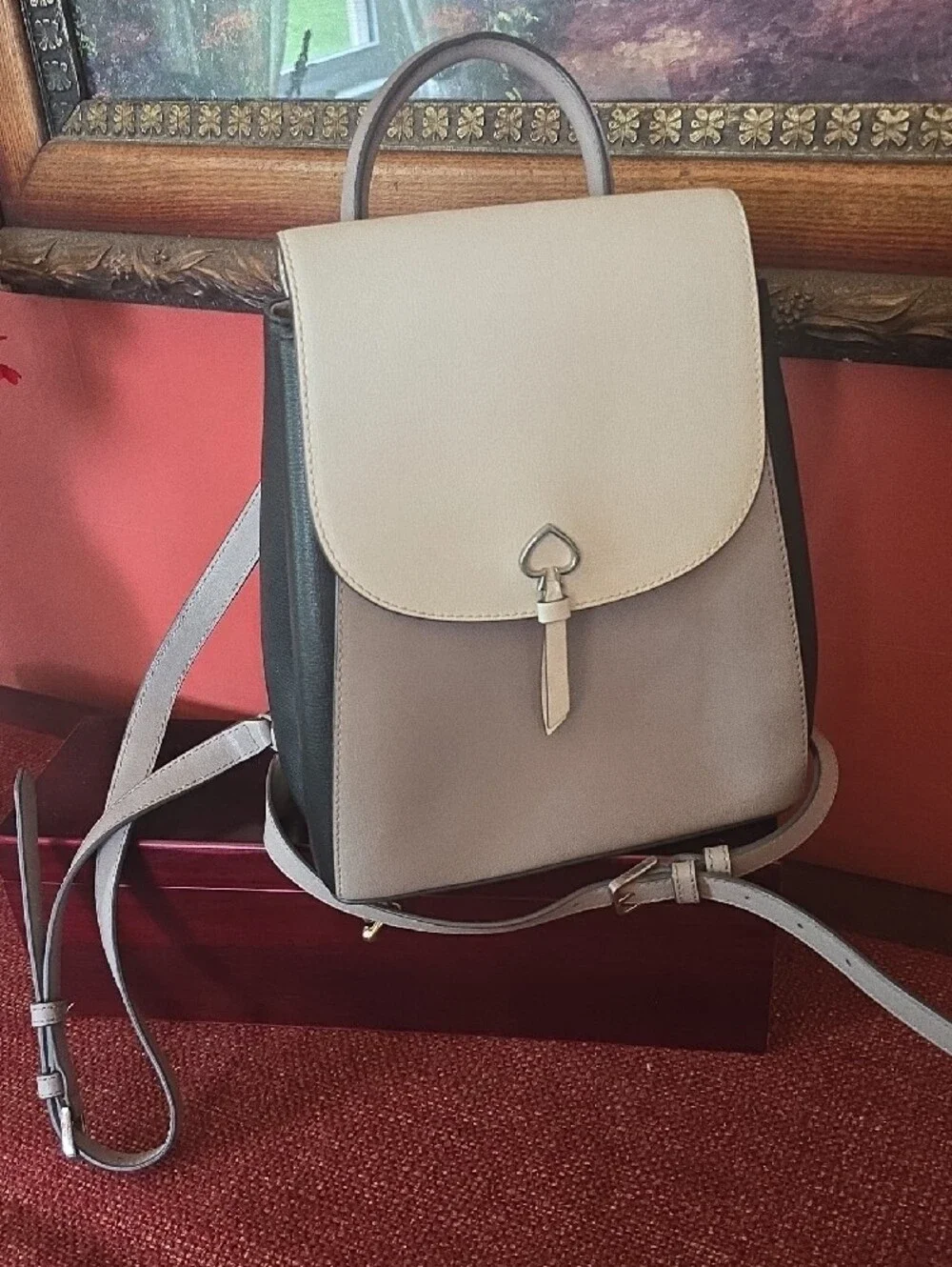kate spade Tri-Color Convertible Leather Backpack - Cream, Gray & Black
