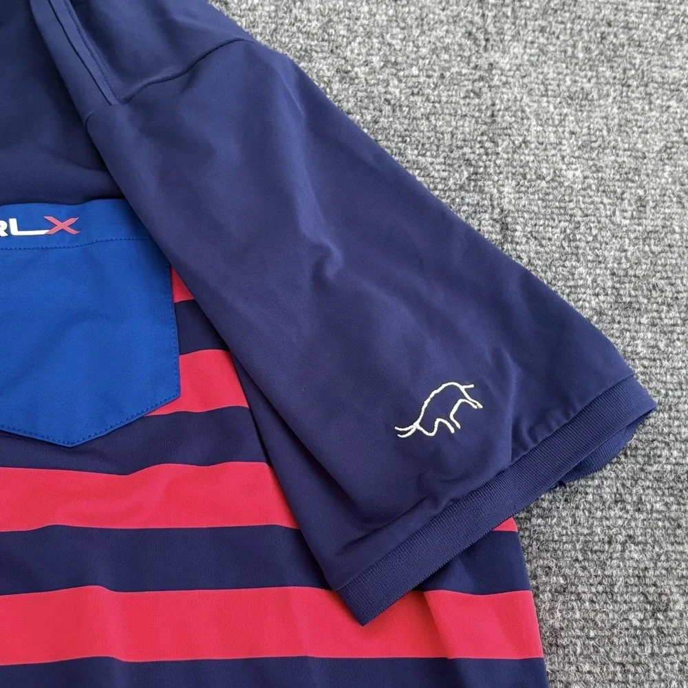 Gozzer Ranch Ralph Lauren RLX Golf Polo Men's Sz‎ XL Color Block Pocket Blue Red