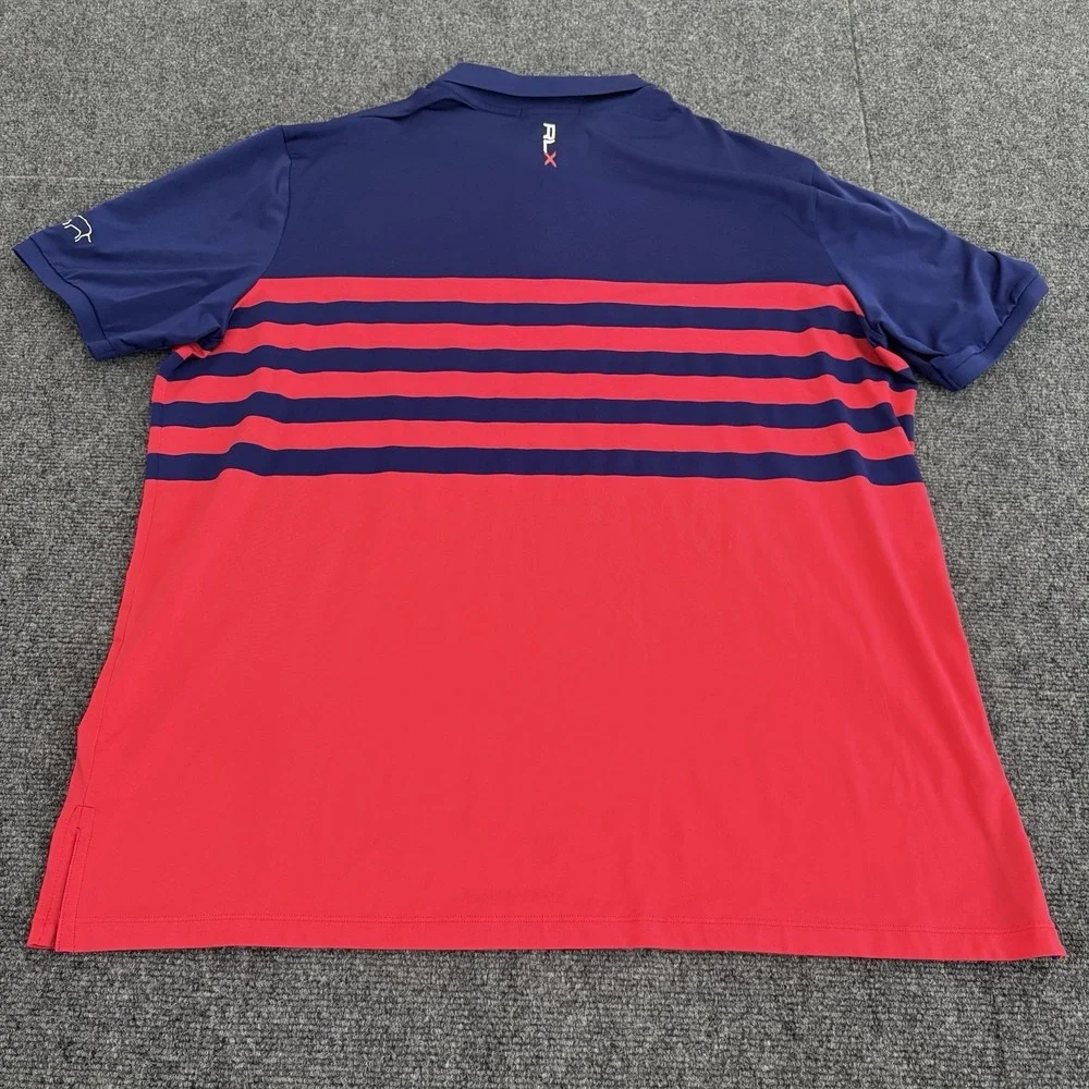 Gozzer Ranch Ralph Lauren RLX Golf Polo Men's Sz‎ XL Color Block Pocket Blue Red