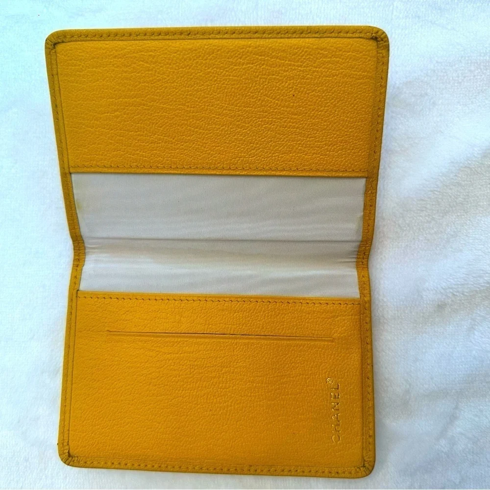 Vintage Chanel Yellow Leather Card Holder Pre Owned