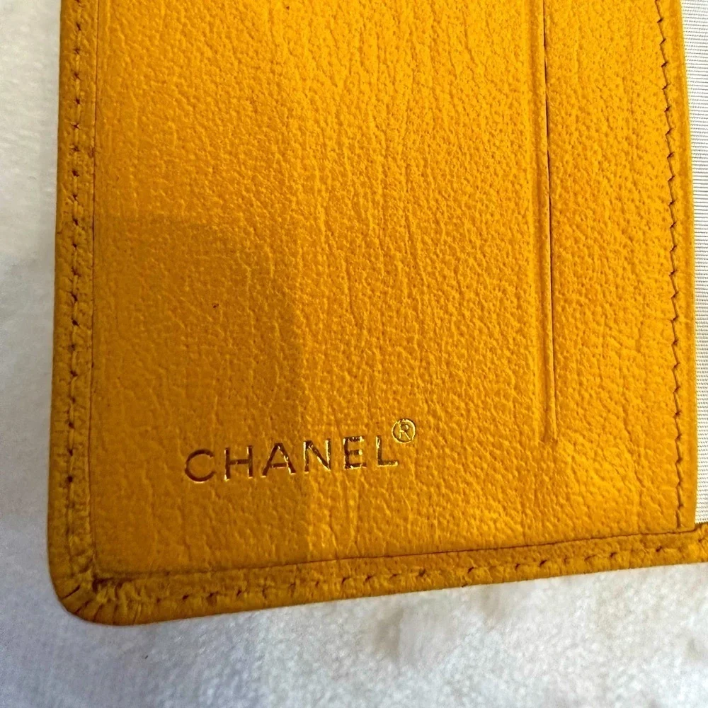 Vintage Chanel Yellow Leather Card Holder Pre Owned