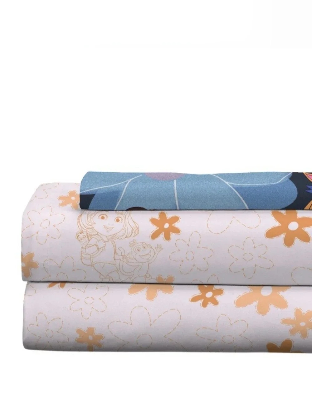 Dora Kids 3 Piece Pink Orange Floral Twin Sheet Set