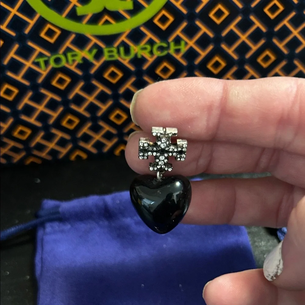 Tory Burch Kira Pave Black and Silver Stud Earrings