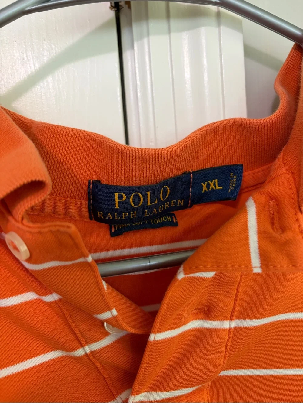 Ralph Lauren Orange and White Striped Polo Shirt