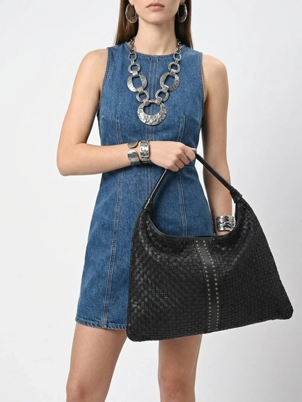 Artisan Woven Leather Hobo Bag