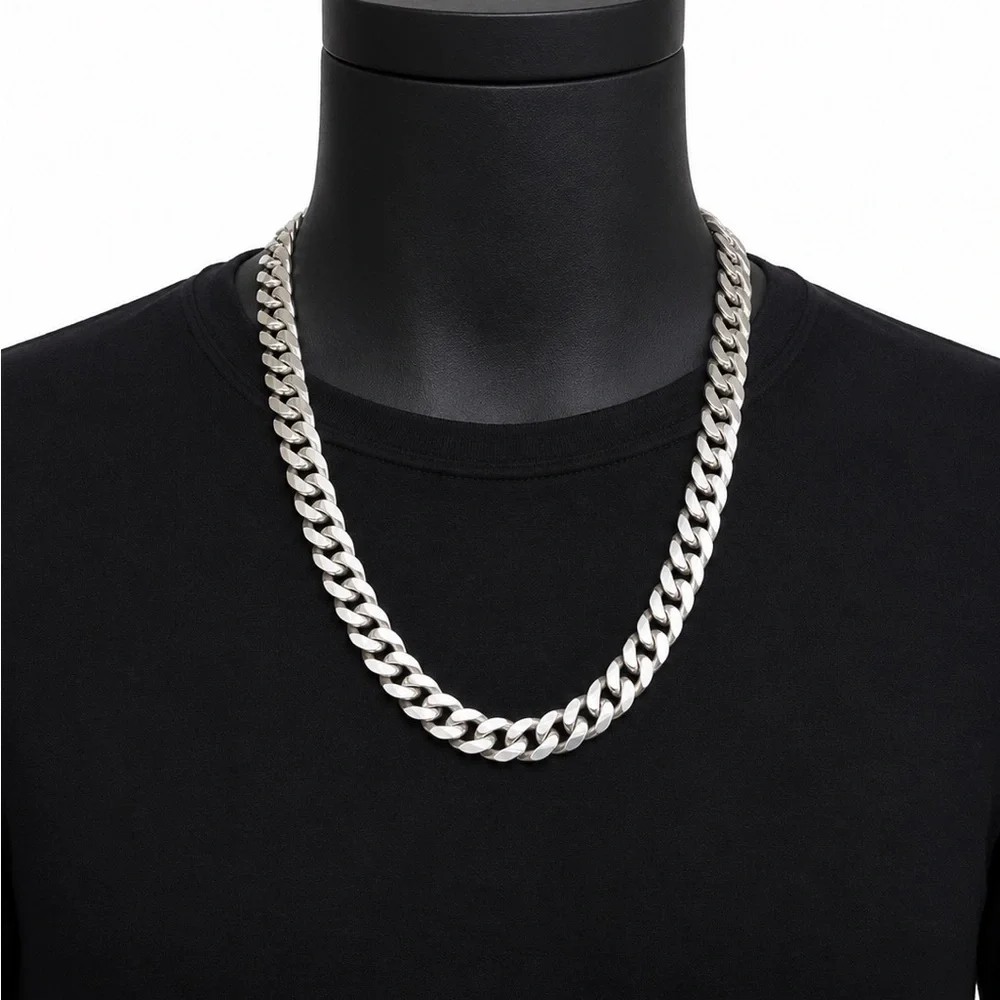Men's 925 Sterling Silver Cuban Link Chain Necklace Size 24”  /  12MM