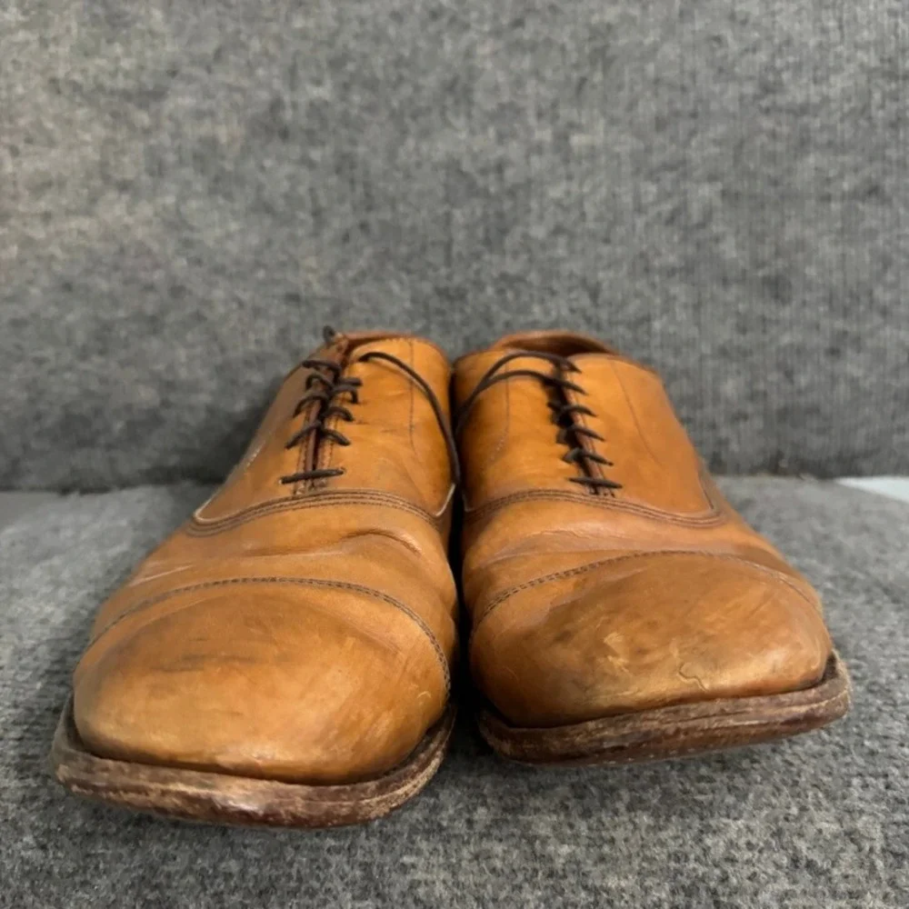 Allen Edmonds Park Avenue Mens Tan Leather Cap Toe Oxford Dress Shoes 14