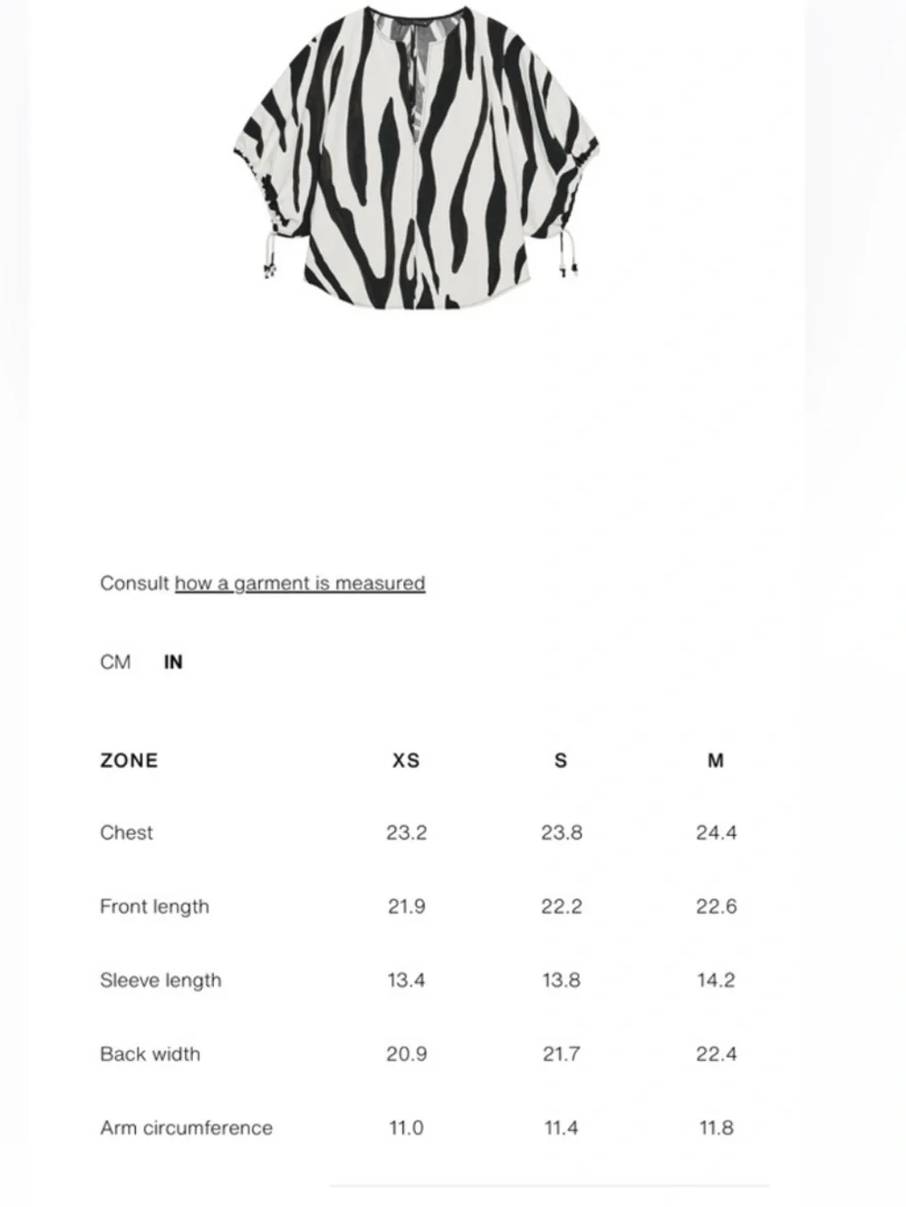 Zara ZW Round Neck Blouse w V-Neck Short Puff Sleeves Animal Zebra Print NWT M