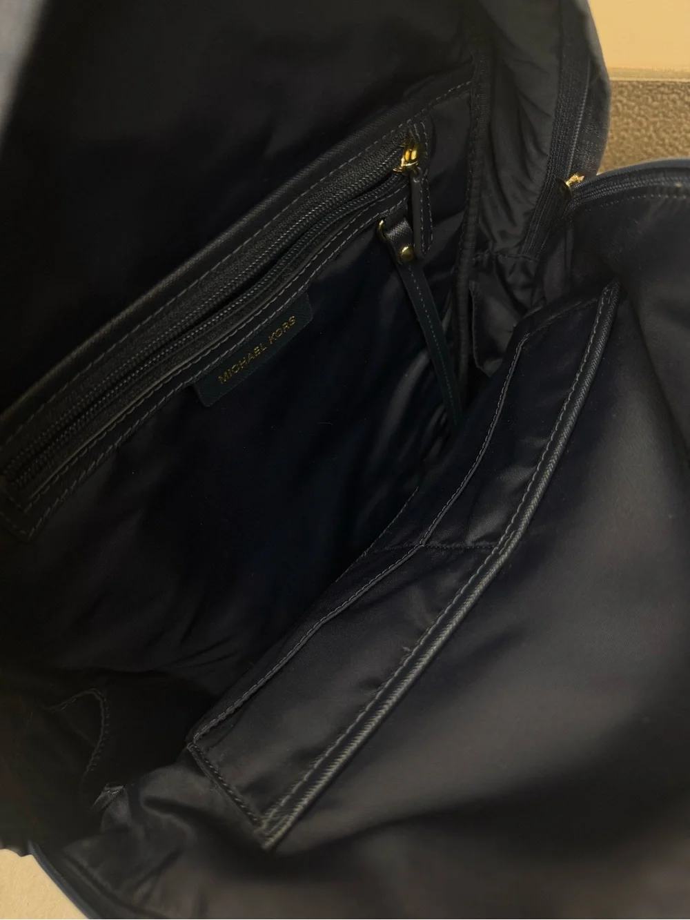 Michael Kors Navy Backpack with Gold Hardware
