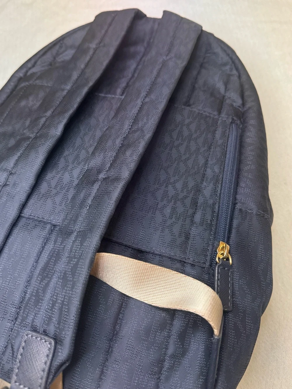 Michael Kors Navy Backpack with Gold Hardware