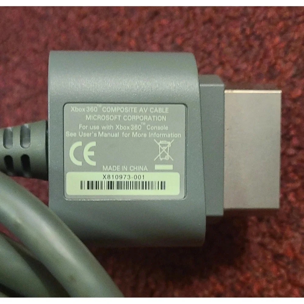 Microsoft Xbox 360 Composite AV Cable RCA Video Audio OEM Gray X810973-001