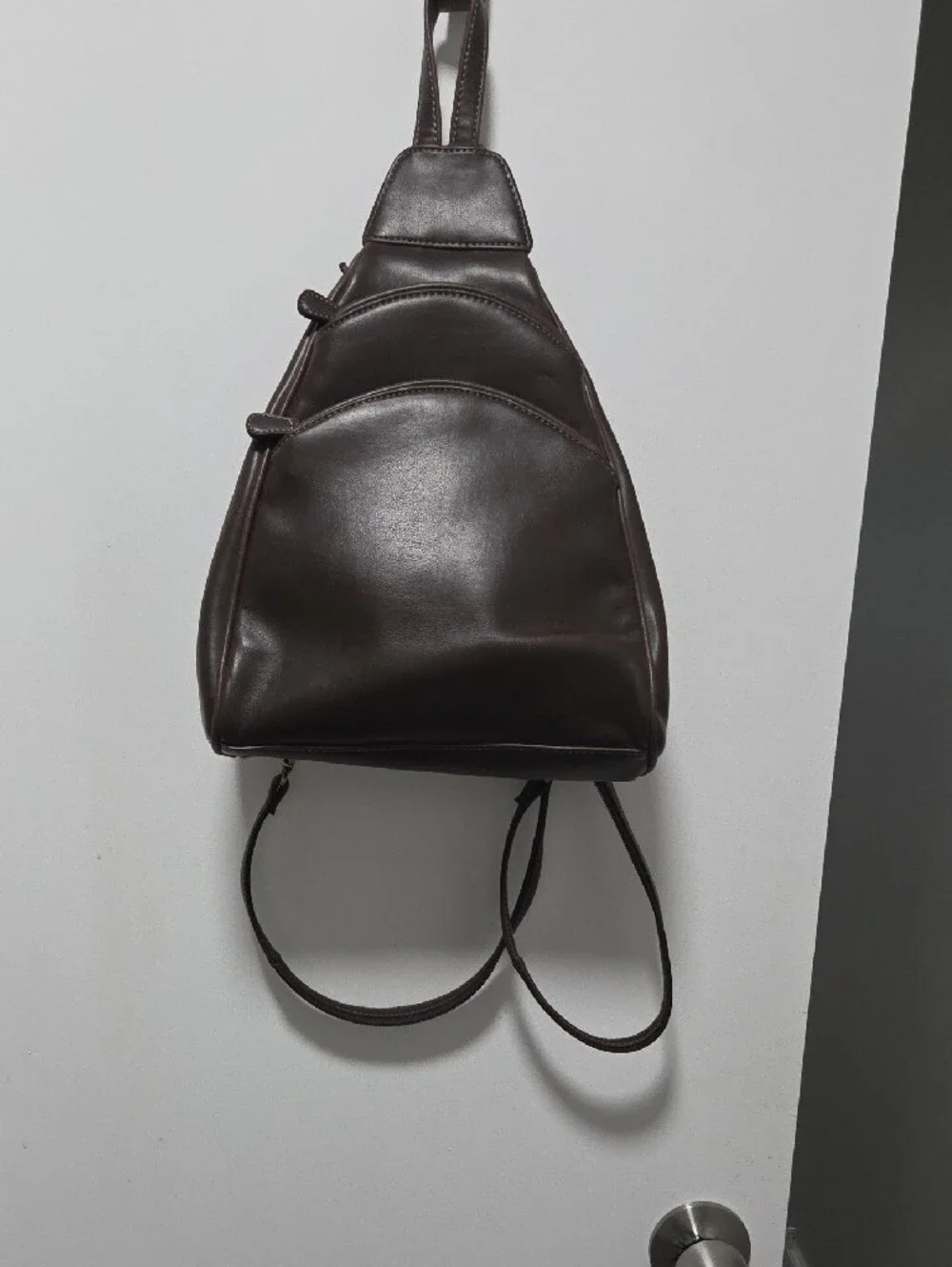 Liz Claiborne Dark Brown Leather Sling Backpack