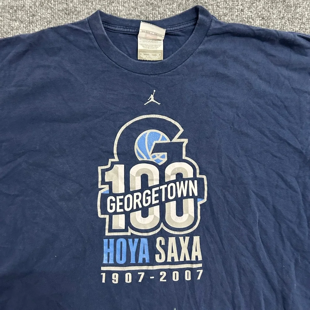 Jordan T-Shirt Mens Size XL Navy Blue Georgetown Hoyas 100 Anniversary Graphic