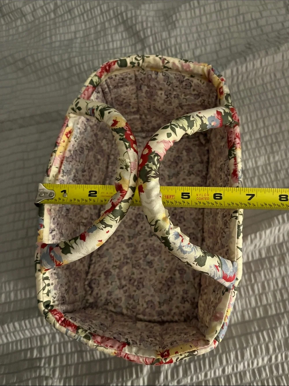 Floral Fabric Storage Basket Organizer Caddy w/ Handles Nursery Craft Bin NWOT