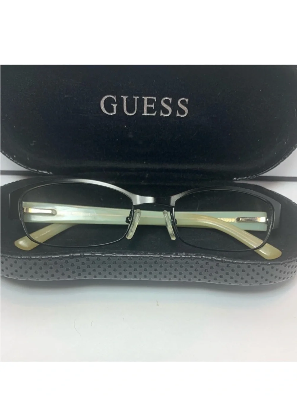 GUESS Full Rim Eyeglasses 52-18-135 Bronze Metal Frame/Pale Green Opaque Arms