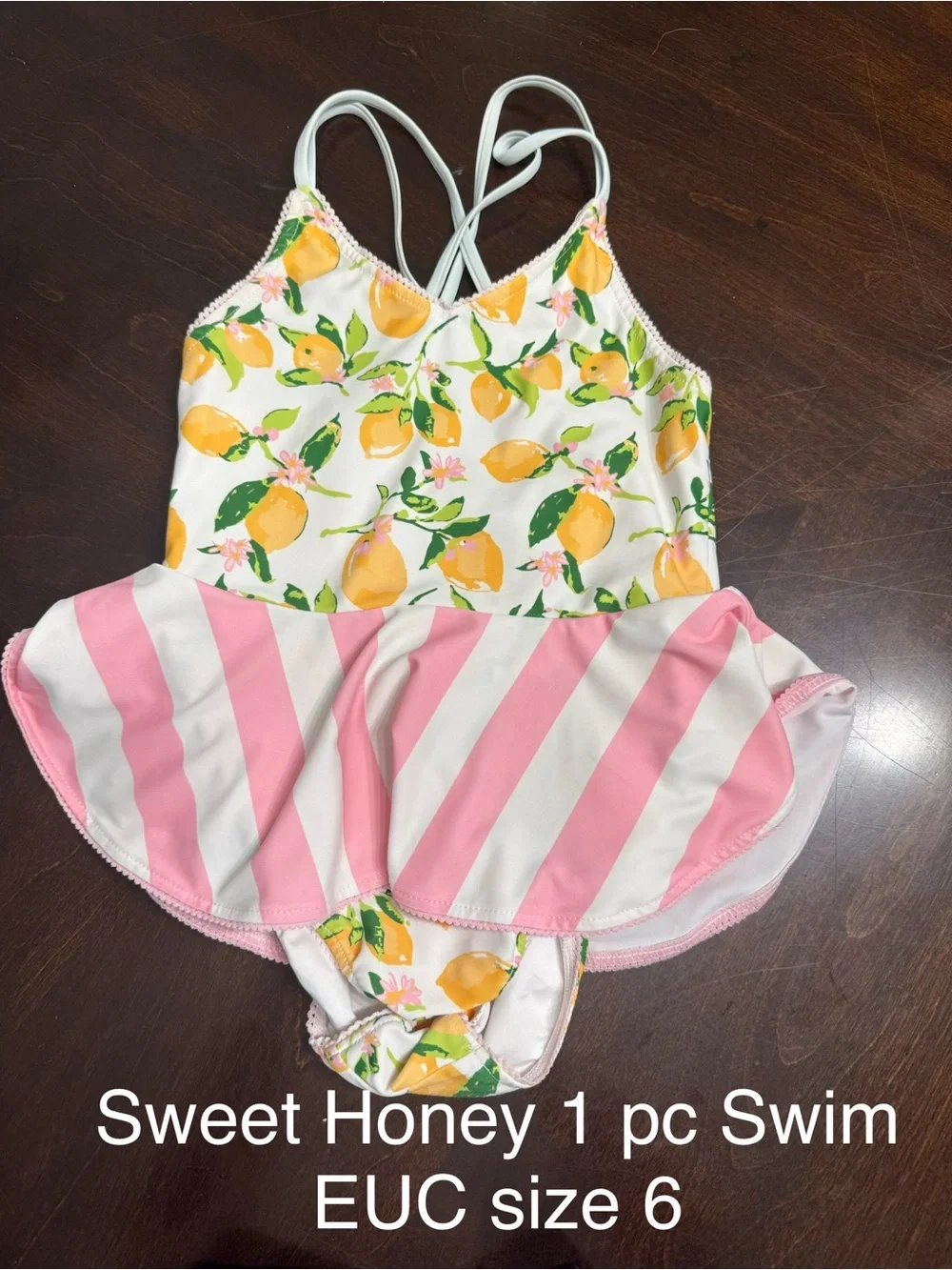 SweetHoney Pink & Yellow Lemon Print One-Piece Swim Dress