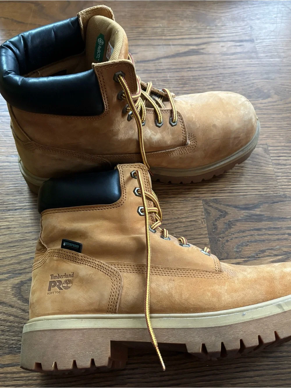 Timberland Wheat Brown Work Boots with Black Collar