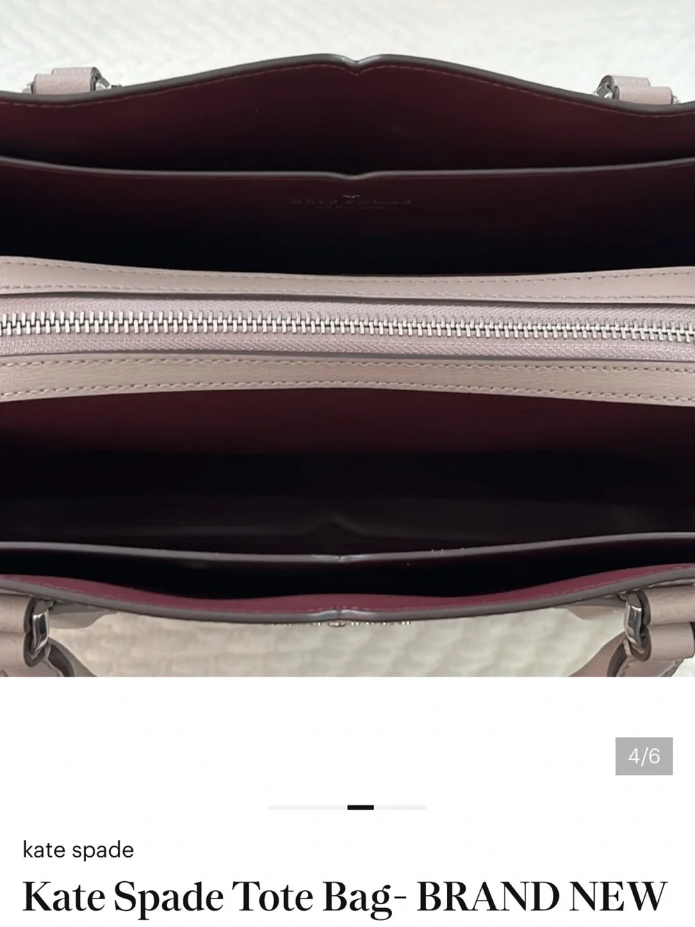 kate spade Mauve-Taupe Leather Satchel with Dark Plum Interior