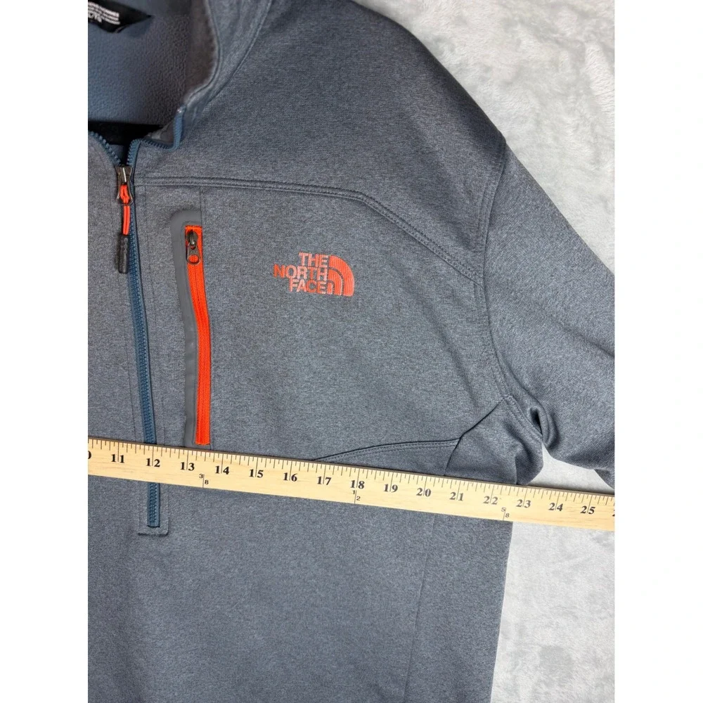 THE NORTH FACE Pullover Men XL Gray Orange Quarter Zip Fleece Chest Pocket