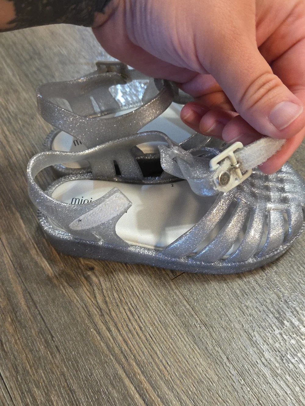 Mini Melissa • Girls' Silver Glitter Jelly Sandals