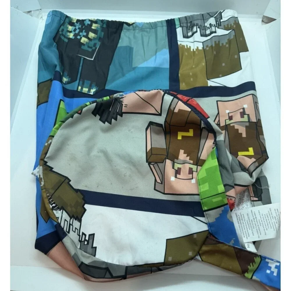 Mojang Minecraft Polyester Draw String Backpack Soft All Over Print Anime
