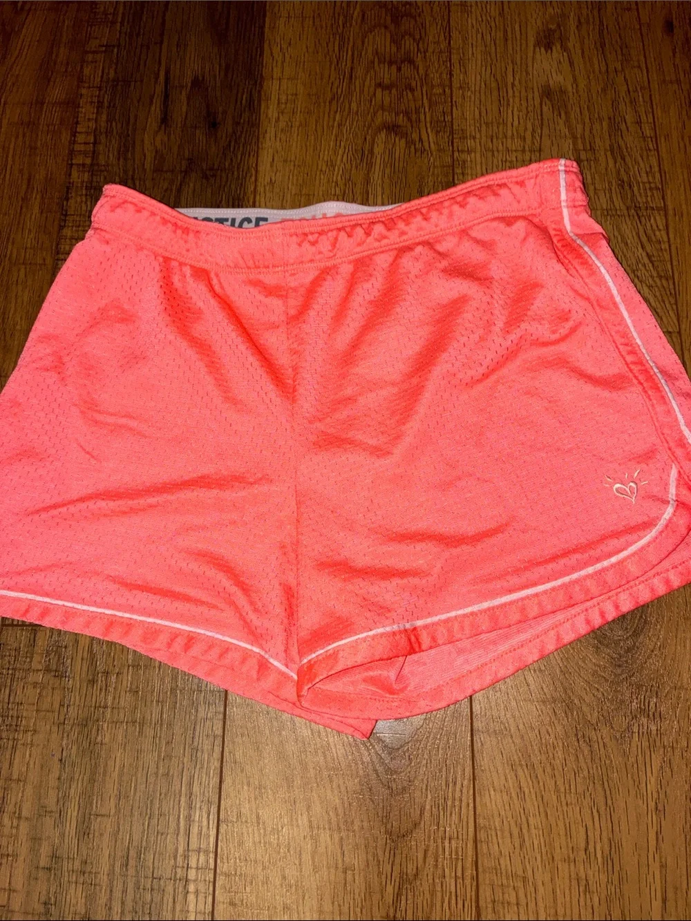 Justice Coral Pink Kids Athletic Mesh Shorts with Contrast Piping
