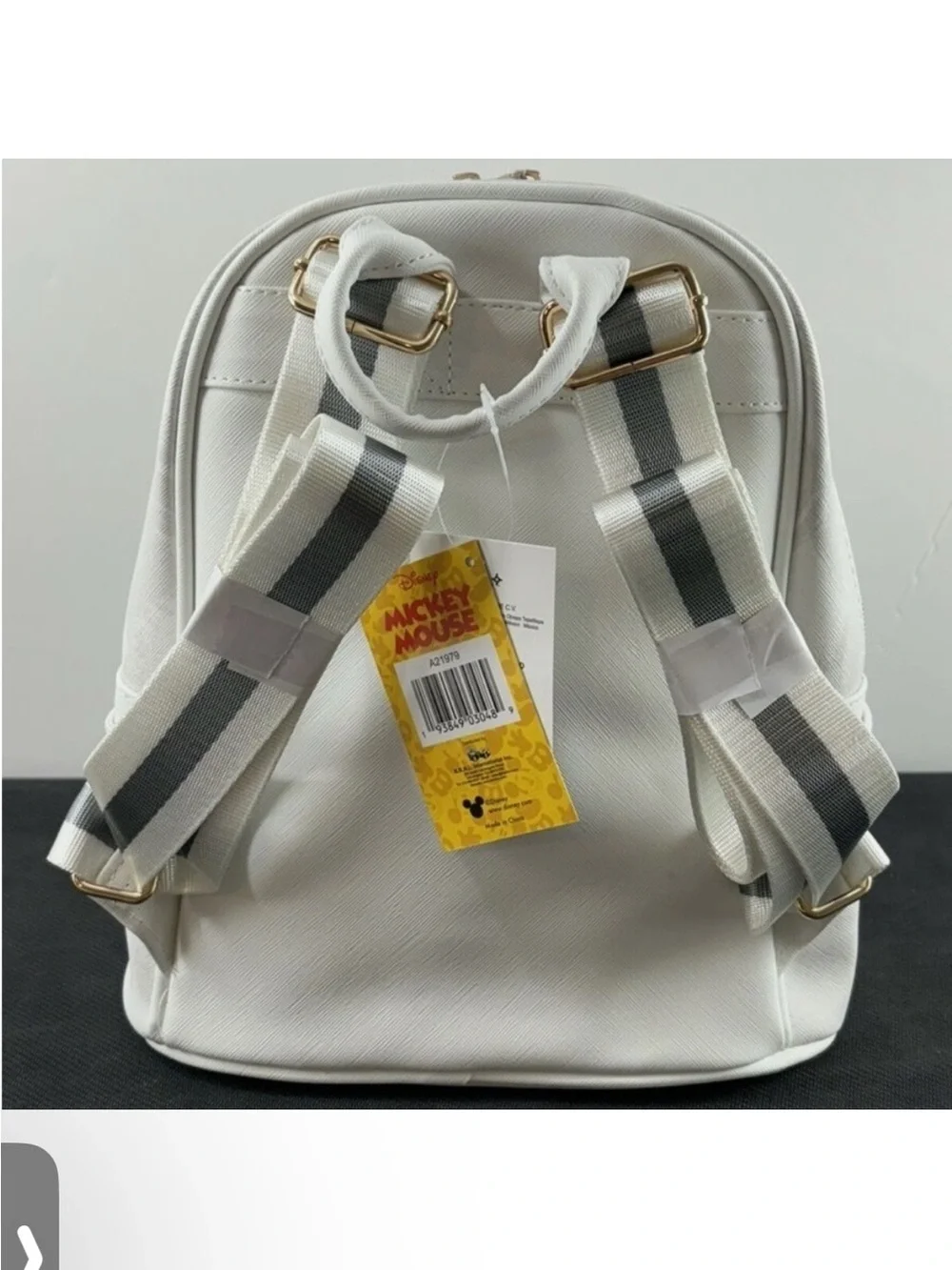 Disney White Cartoon-Print Women’s Backpack with Gold Hardware