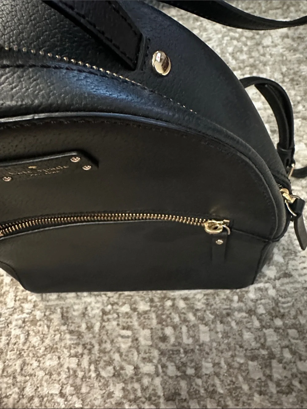 kate spade Black Leather Dome Mini Backpack with Gold Hardware