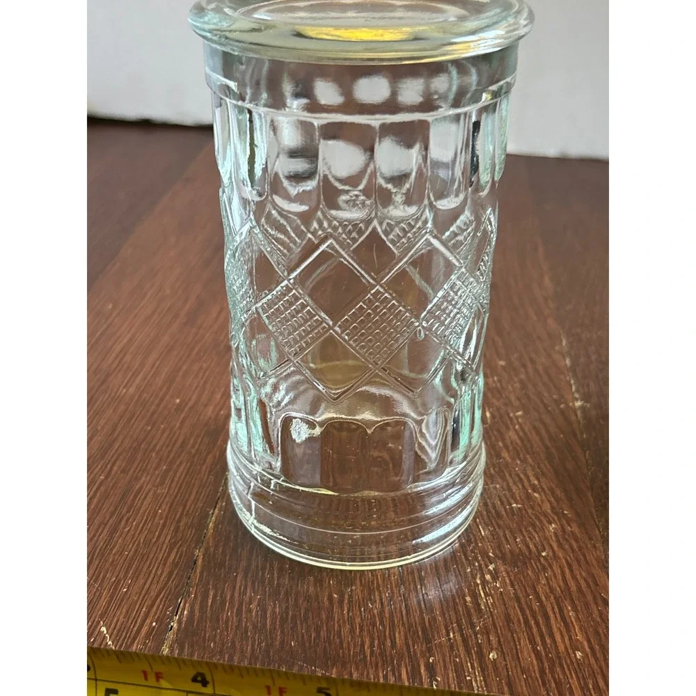 Vintage Clear Diamond Pattern Glass Sugar Shaker Spice Dispenser Stainless Lid