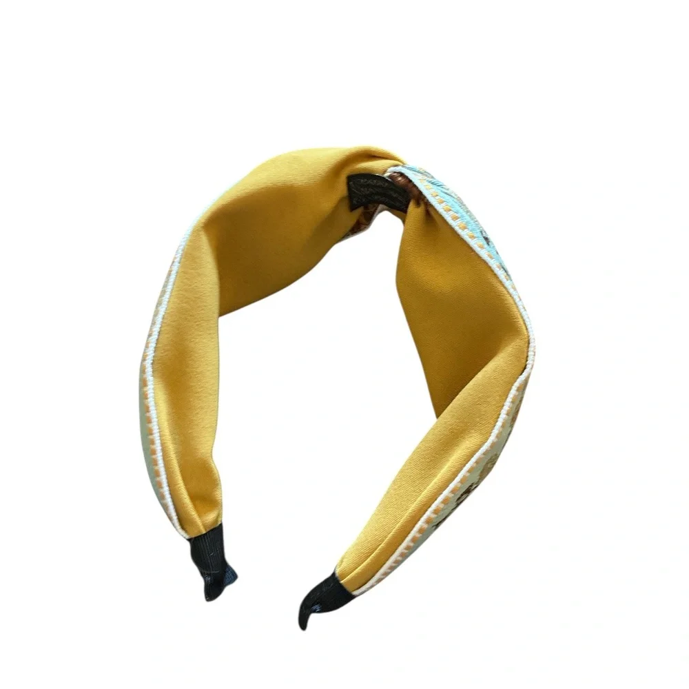 Yellow Vintage Floral Print Headband