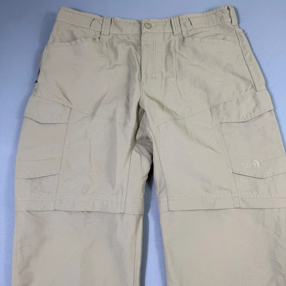 The North Face Convertible Cargo Pants Mens Large Tan Hiking Outdoor Relaxed Fit