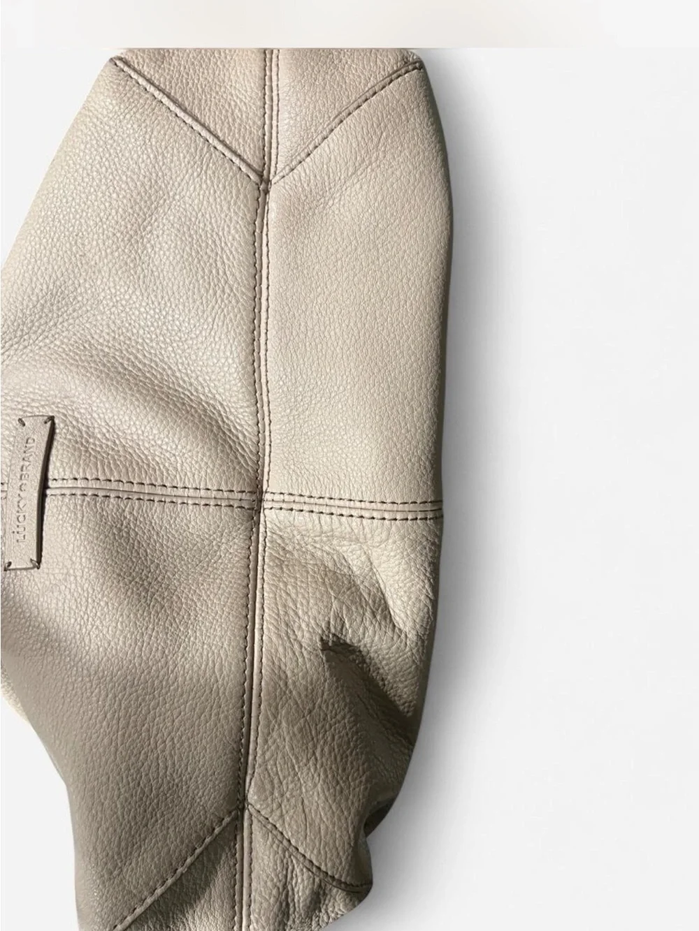 Lucky Brand Taupe/Cream Pebbled Leather Hobo