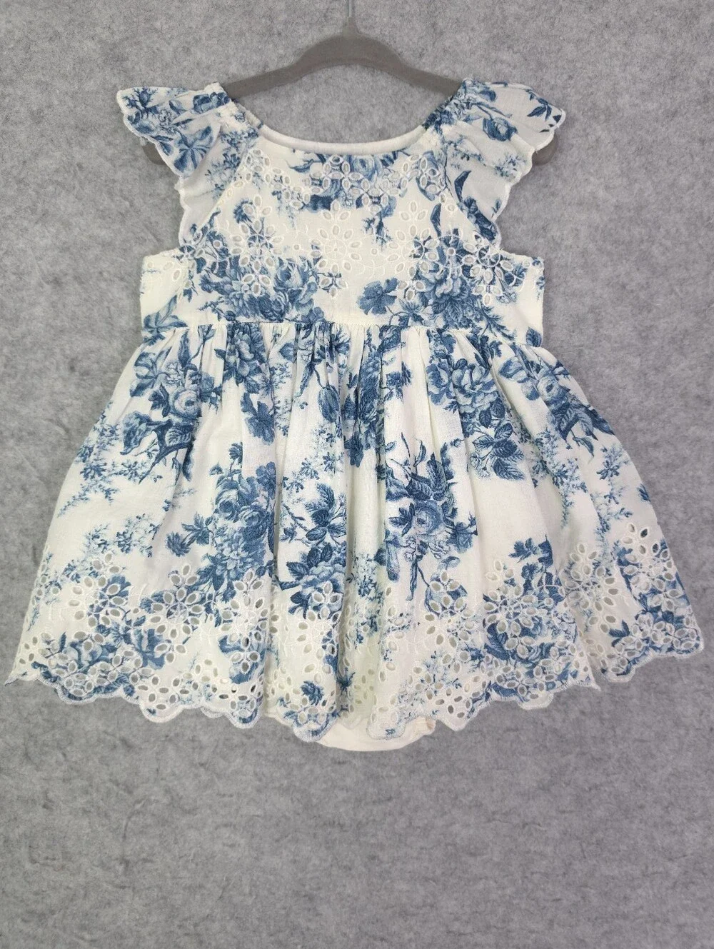 Gap × LoveShackFancy Baby Floral Eyelet Dress in White and Blue Floral Print